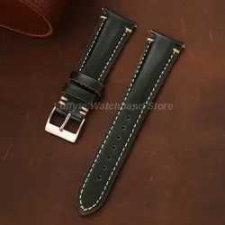 Vintage Genuine Leather Watchband Strap - High - Quality Cowhide with Quick Release Design, Unisex Watch Bracelet Accessories - 22mm (Green)
