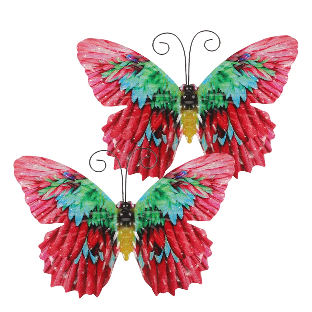

2 Pcs Wrought Iron Butterfly Wall Hanging Inspirational Figurine Decor Household
