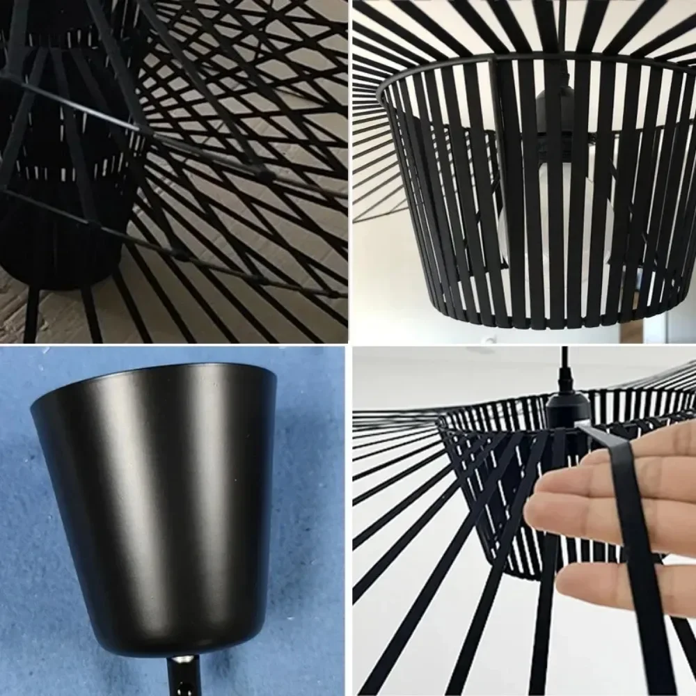 LED Chandelier Ceiling Chandelier LED Pendant Light Nordic Creative Cloth Stripe Straw Hat Chandelier Living Room Bedroom Restaurant Kitchen Designer Led Pendant Lamp Decor Light