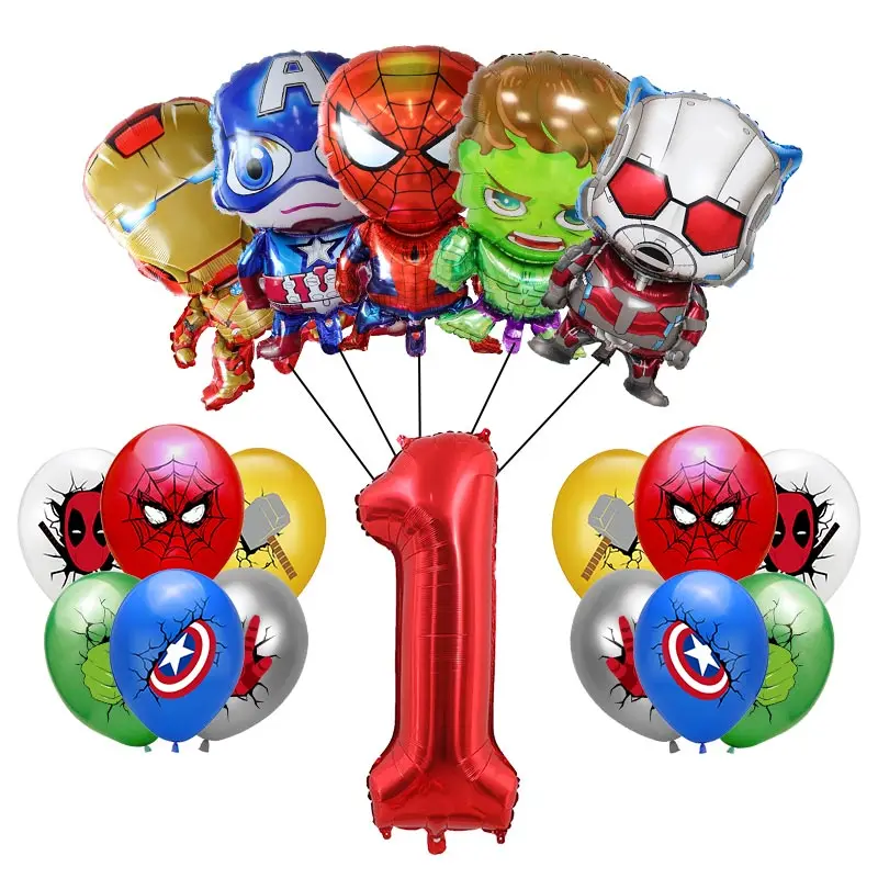 Juego de vajilla para decoración de fiesta de cumpleaños de Los Vengadores, mantel, vasos de papel, platos y globos de Iron Man, suministros para cumpleaños de bebé