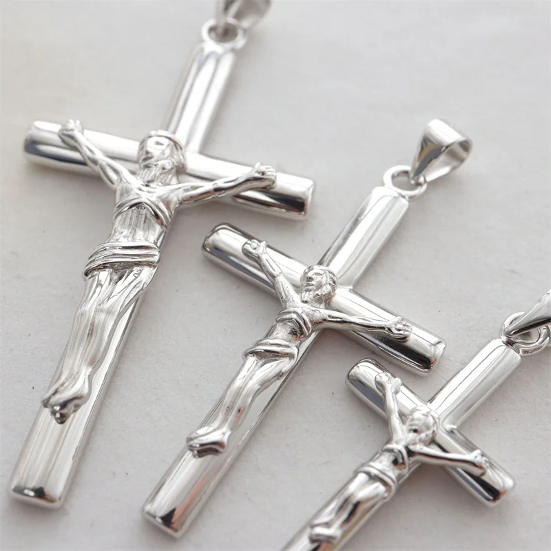 Silver pendant BOCAI S925 Sterling Silver Pendants for Men Women New Fashion Jesus Crucifixion Cross Rlectroplating Platinum Jewelry Amulet