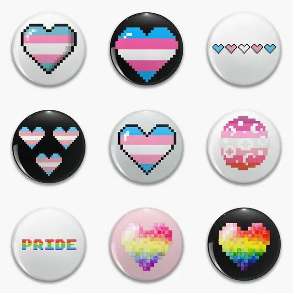 

Pride Month Pixel Heart Transgender Flag Soft Button Pin Lapel Pin Brooch Cartoon Women Decor Creative Fashion Clothes Lover