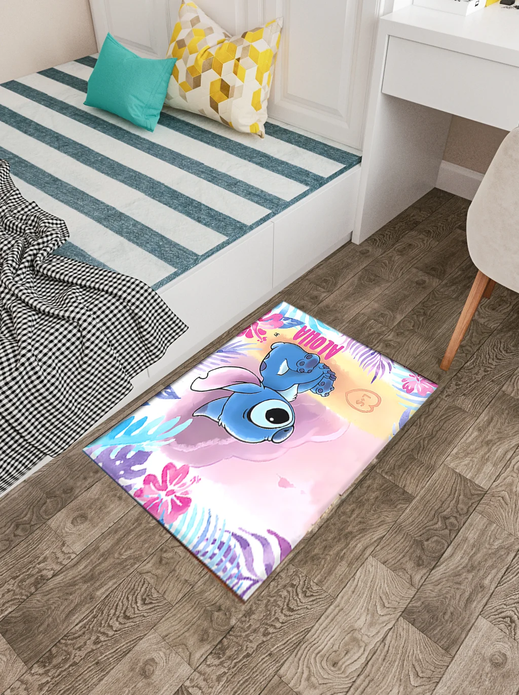 VIKAMA Cartoon Animation Crystal Pile Decorative Carpet Bedroom Living Room Kitchen Machine Washable Crawling Carpet