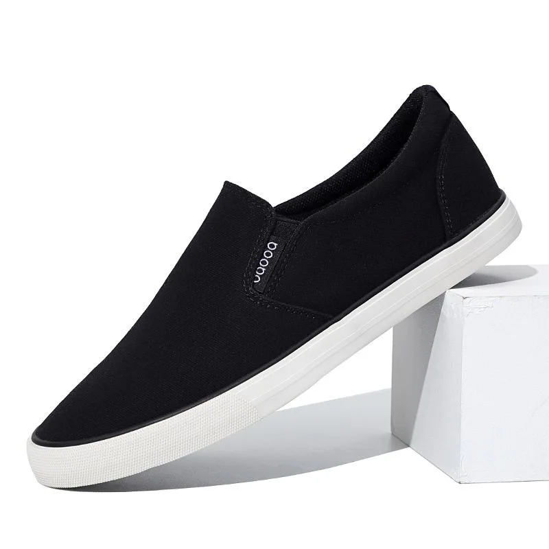 블랙 캔버스 슬립온 작업화 남성용 여름 통기성 다용도 드라이버 슬리퍼 로우컷 샤프토 플랫힐 코튼 안감