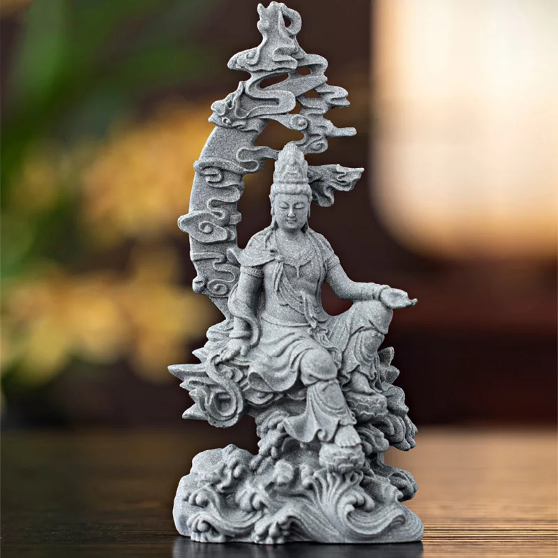 Sandstone Tathagata Guanyin sculptures and figurines Chinese Buddhist figures Home Living Room Office Table decoration feng shui 3