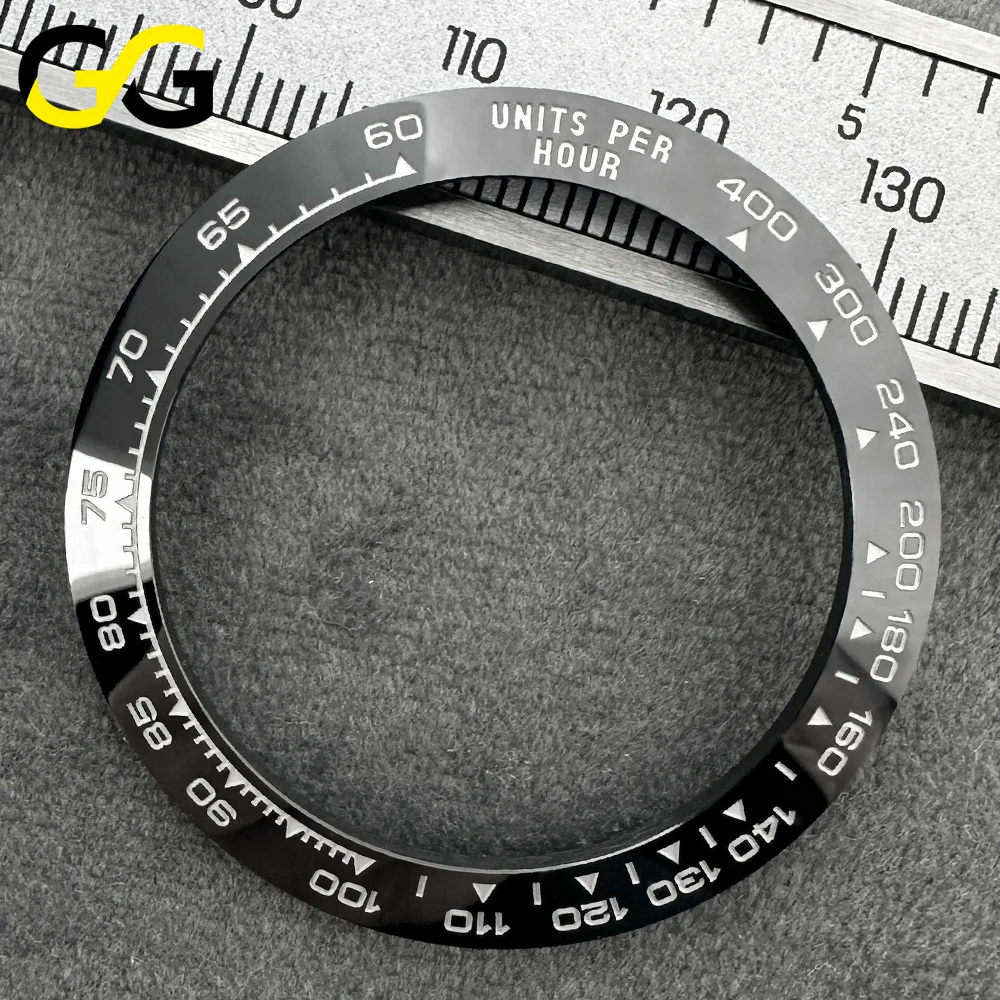 High-Quality Ceramic Bezel with White Gold Text and Black Coffee Hue