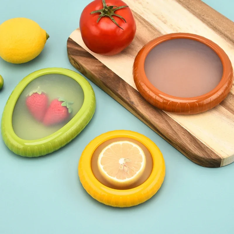 Kitchen storage box Creative Fruit Crisper Silicone Film Sealed Mini Refrigerator Storage Box Vegetable Avocado Lemon Storage