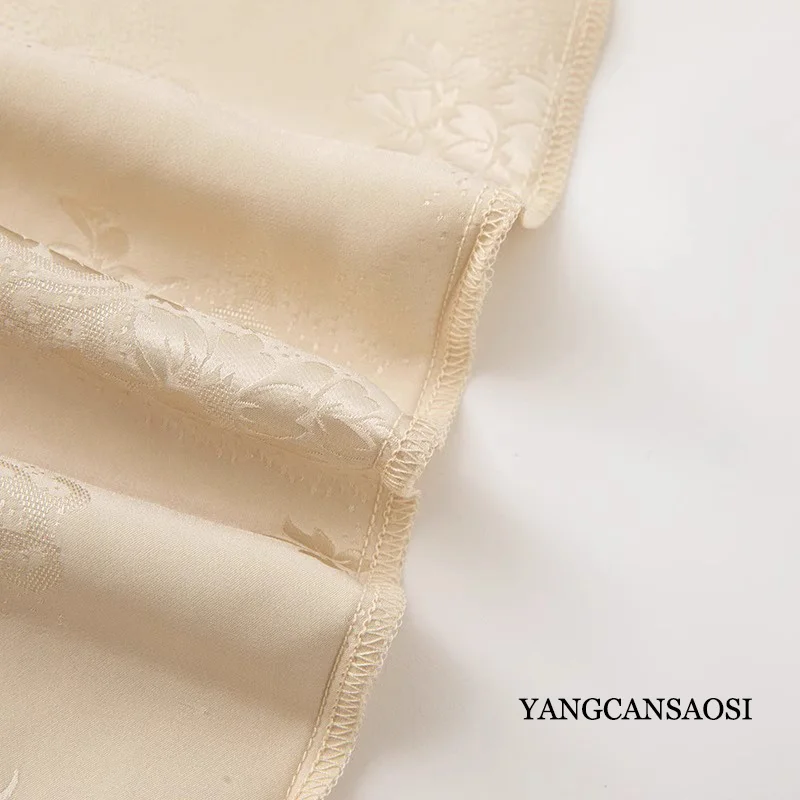2024 Women's Fashion Summer New 100% Natural Mulberry Silk Jacquard Satin Champagne High Waist Draping Straight Casual Pants