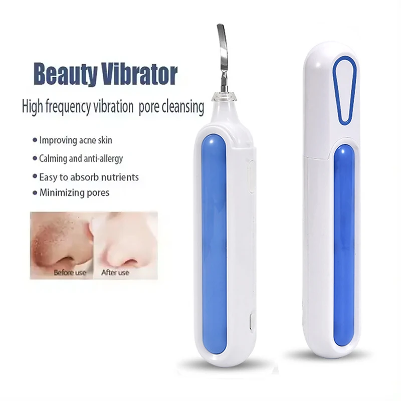 High Frequency Ultrasonic Cleaner Vibrator Pore Deep Cleansing LED Handpiece Blackhead Remover Facial Scrubber Face Peeling Tool