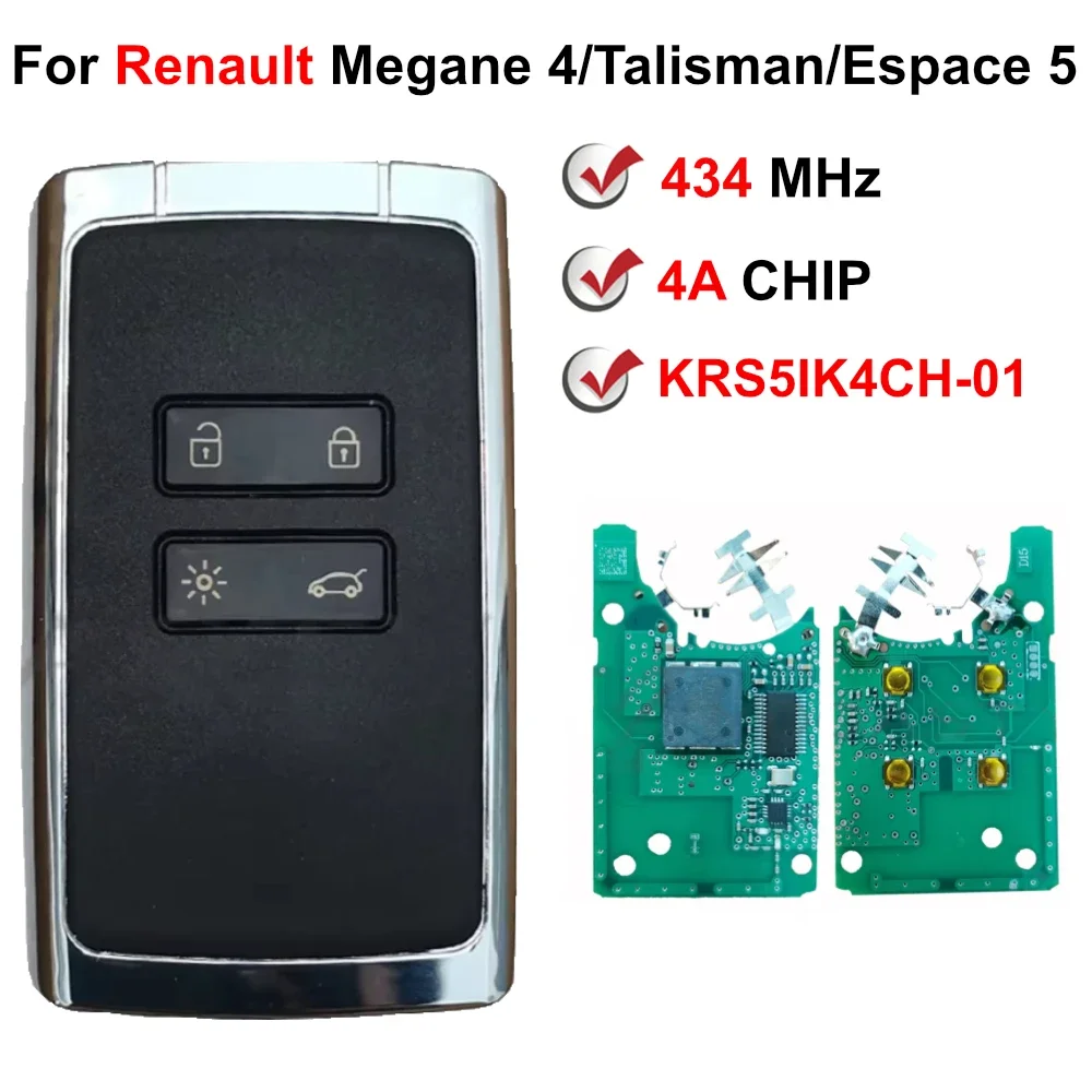 KR5IK4CH-01 434MHz PCF7953M 4A Chip Keyless Smart Key For Renault ...