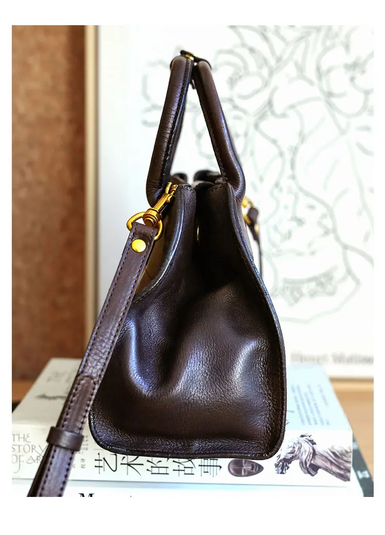 PNDME Vintage Designer handgemachte pflanzlich gegerbte Rindsleder Damenhandtasche lässig Luxus echtes Leder Schulter diagonal Tasche – Detail 18