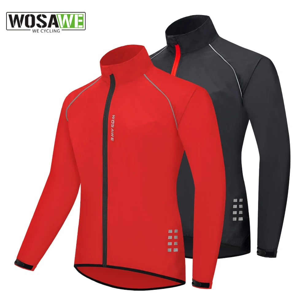 WOSAWE Ultralight Reflective Men's Cycling Jacket Vest Long Sleeves Waterproof Windproof MTB Bike Clothing Bicycle Windbreaker