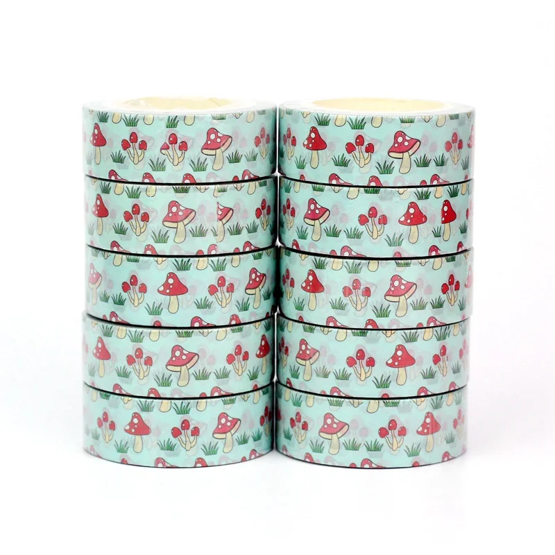 2023 NEW 1PC 10M Decorative Autumn Red Mushrooms and Leaves Washi Tape Set for Scrapbooking Planner Masking Tape Cute Stationery