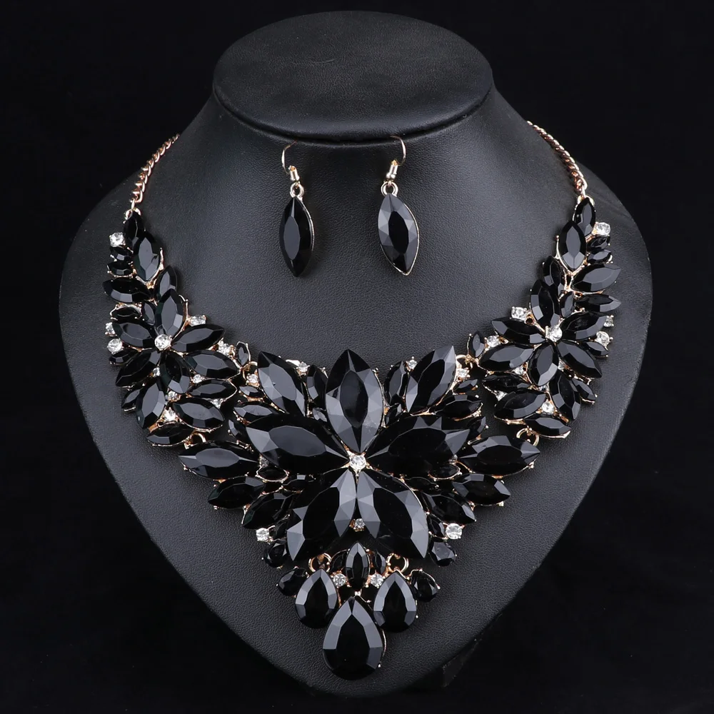 Fashion Crystal Jewelry Sets Bridal Necklace Earrings Sets Wedding Party Jewelery Dress Jewellery Decoration Accessories bridal jewelry sets,crystal jewelry sets