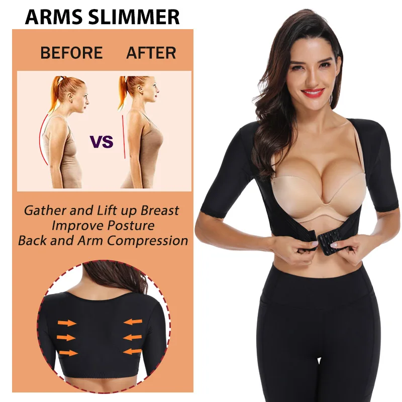 Womens Shapers Long Sleeves Front Entry Push Up Wire Free Sports Bra With  Hooks Women Arm Soft Intimates Daily Underwear Body Shaper From 10,27 €