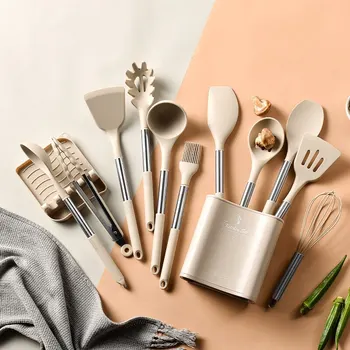 13 PCS 실리콘 주방 용품 세트 스테인레스 스틸 핸들 주방 요리 베이킹 도구 주방용품 액세서리 스토리지 버킷