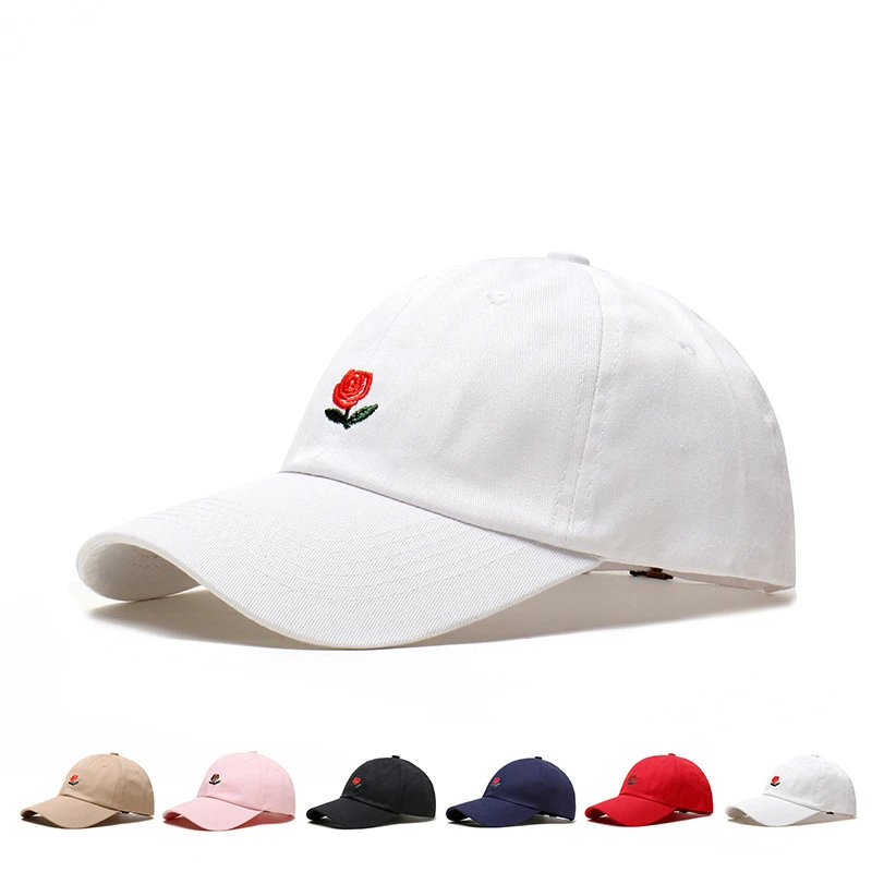 Summer Baseball Cap Rose Embroidery Outdoor Sports Cotton Snapback Hats for Men Women Fashion Comfortable Sunshade Couple Hat