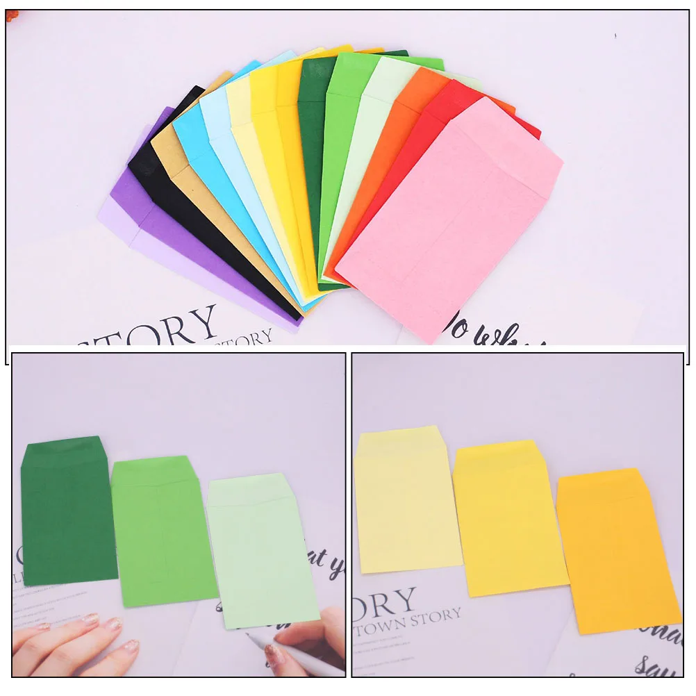 50pcs Blank Small Mini Color Empty Envelope Card Packaging Cash Deposit Mixed Invitation