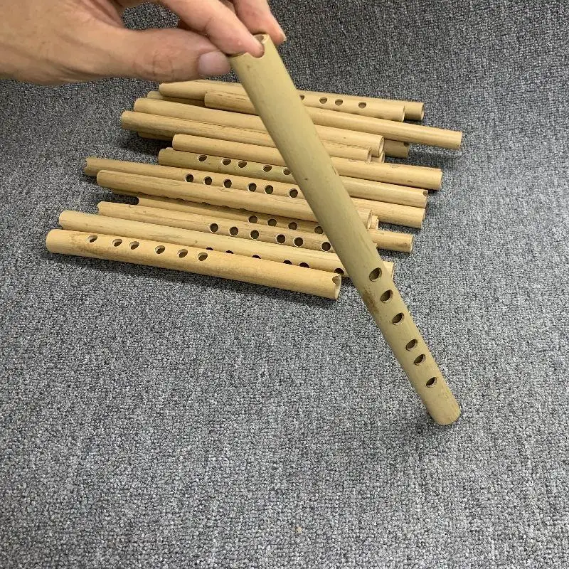 

1Pc Chinese Style Short Vertical Bamboo Flute Natural Handmade Six Hole C/d/e/f Tune Beginner Practice Musical Instrument