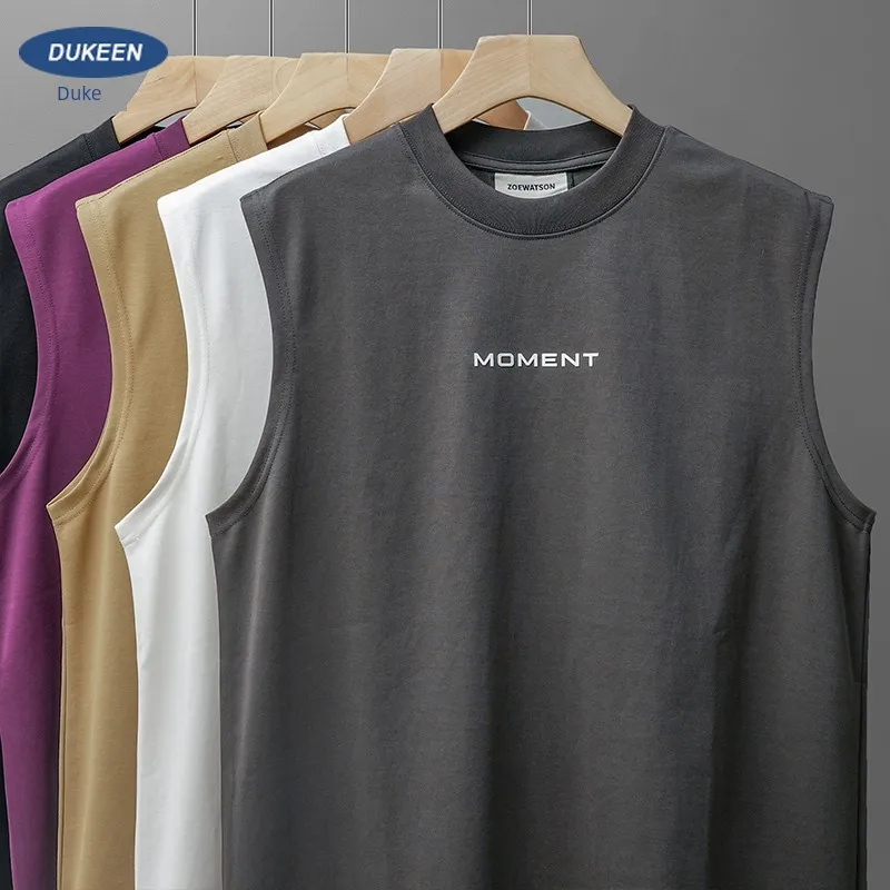 

EN American 300g Tank Top Men's Summer Fashion Brand Letter Offset Sports Fitness Sleeveless T-shirt