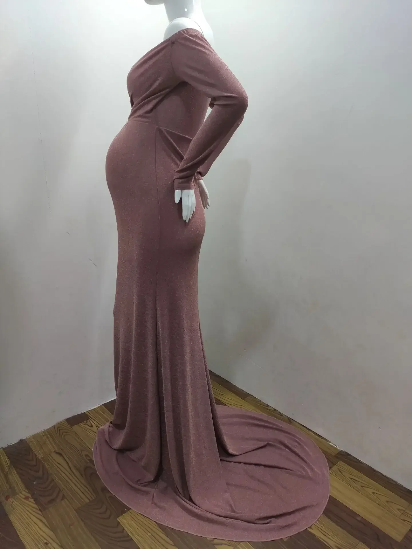 

Shoulderless Maternity Dresses Photography Props Sexy Split Side Maxi Gown For Pregnant Women Long Pregnancy Dress Photo Shoots