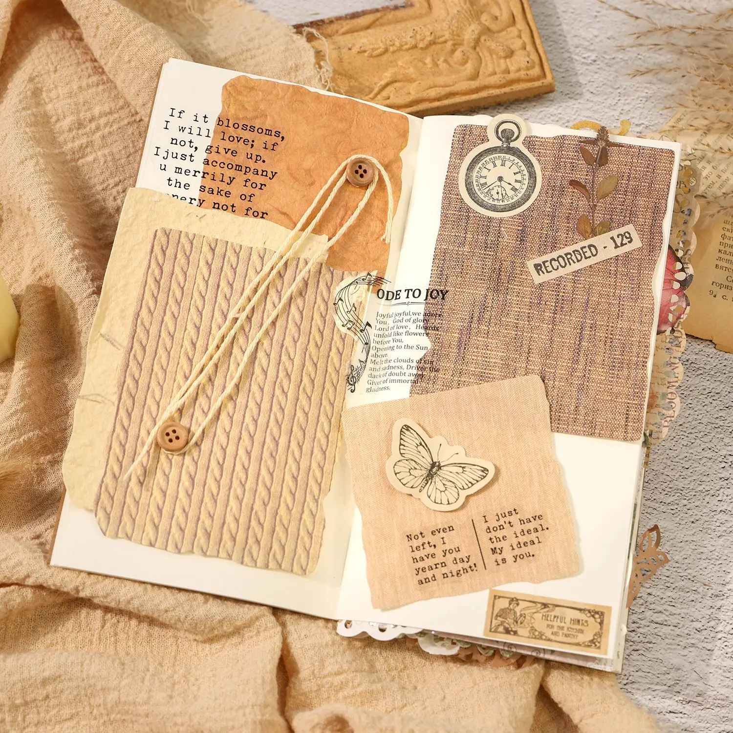 Vintage 3D texture Material paper 28 pcs Planner Decorative Diary Scrapbooking