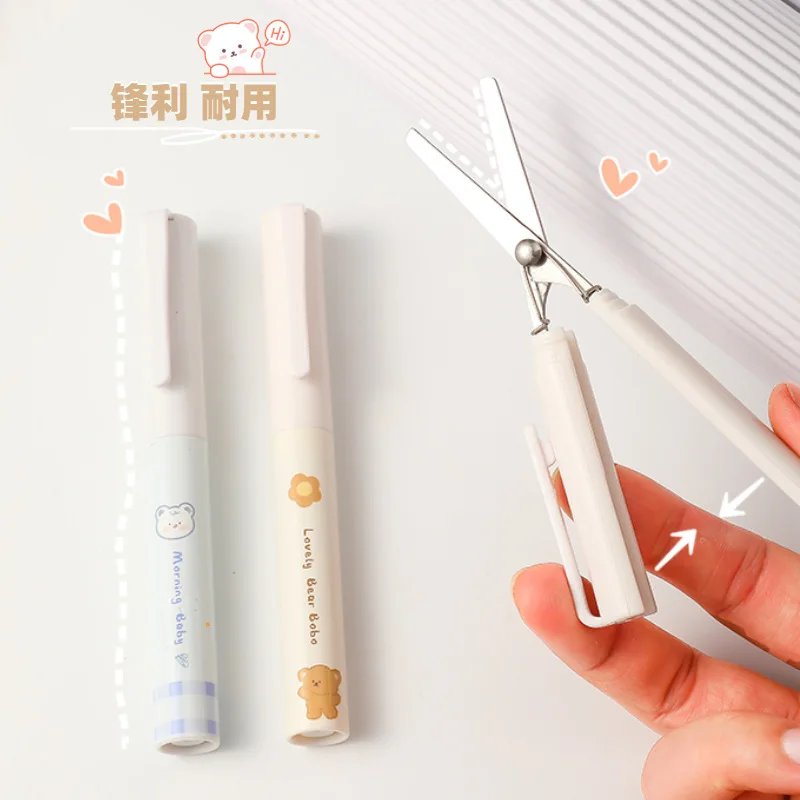 Simple Folding Pen Type Scissors Mini Portable For Student Girls Mind Books