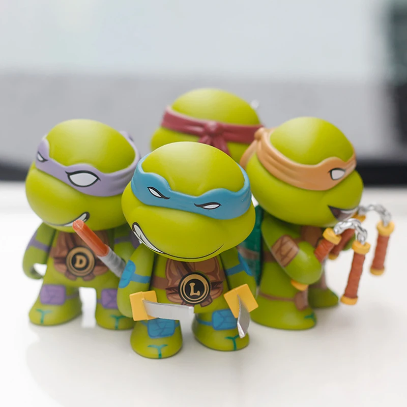 Mini figura de ação anime infantil, tartarugas ninja, brinquedos Raphael  Donatello, modelo de desenho animado, decoração desktop, presente de Natal