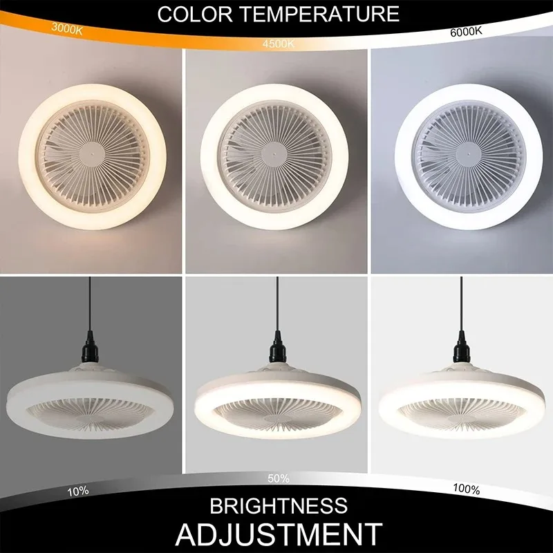 Ceiling Fan with Lighting Source, Remote Lamp, E27 Control, Bedroom, Living, Home, Luster, Silent, Ac85-265v Fan Light Ceiling