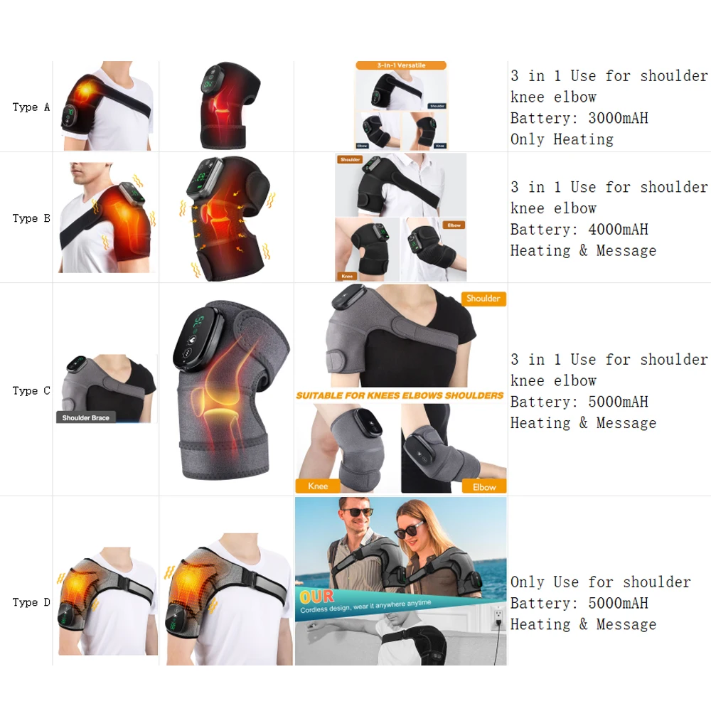 Electric Shoulder Heating Pad Vibration Muscle Relax Belt Thermal Massager Shoulder Neck Support Brace