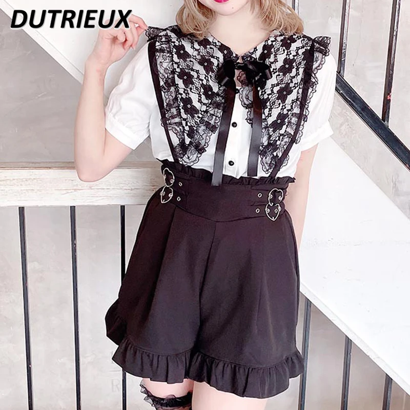 Mine Series Spring and Summer New Women's College Style Age-Reducing Sweet Hot Girl High Waist Slimming Suspender Shorts