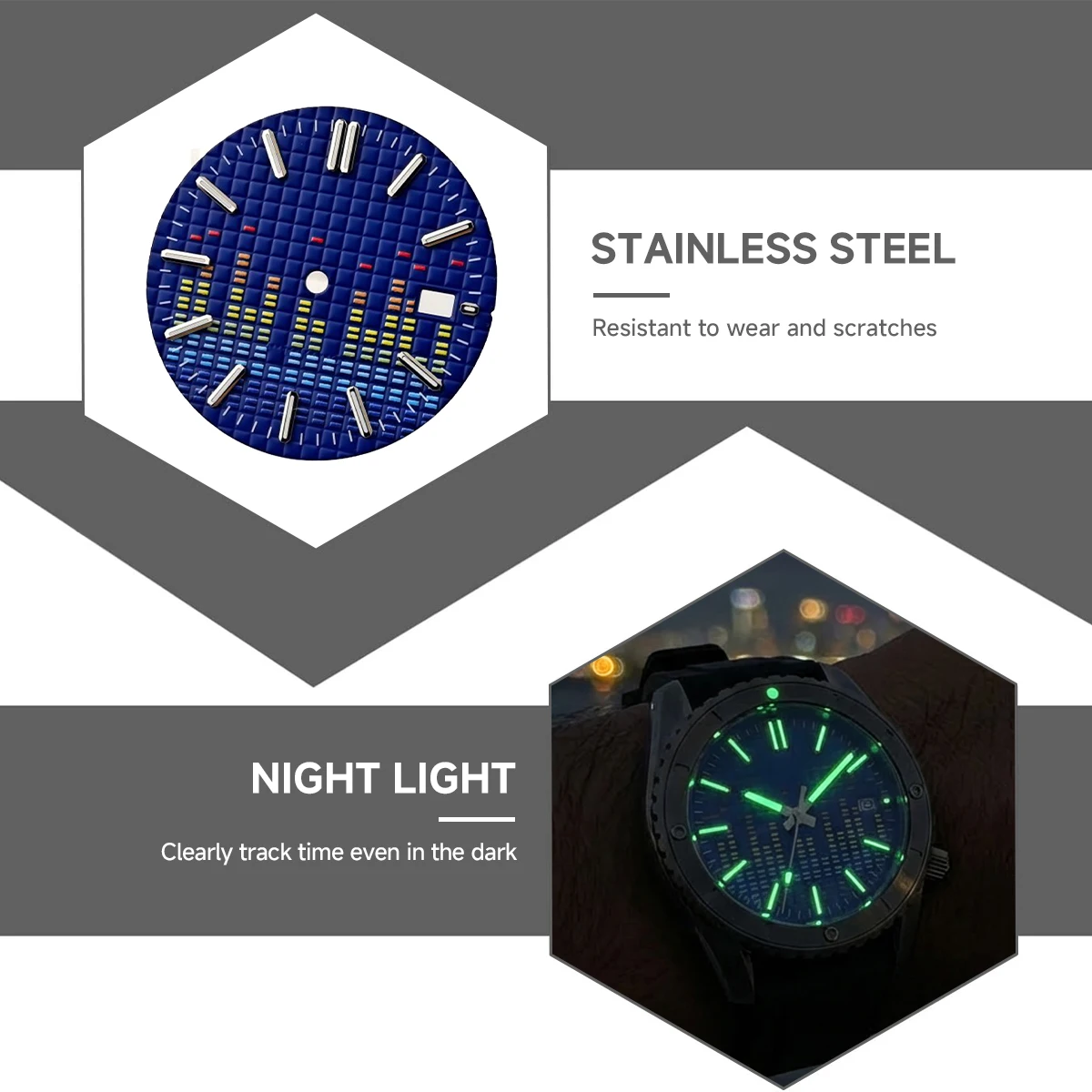 Aseptic Green Luminous Watch Dial Face - 31mm Music Design