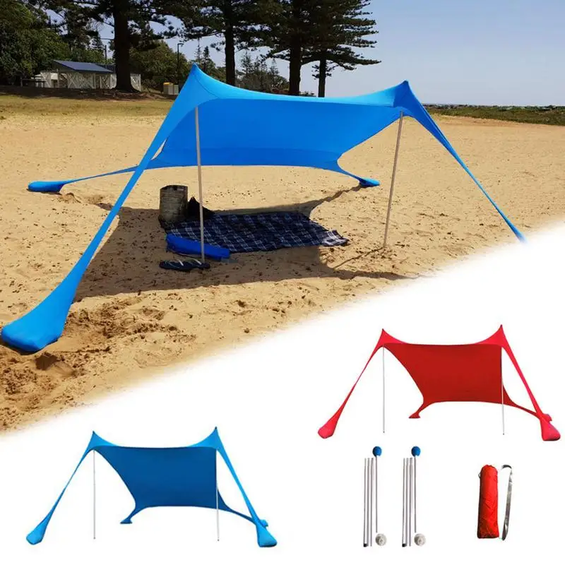 

Shades Beach Tent Large Portable Windproof Beach Tent PopUp Shade Canopy Sun Shelter Family Beach Tent With 2 Aluminum Poles