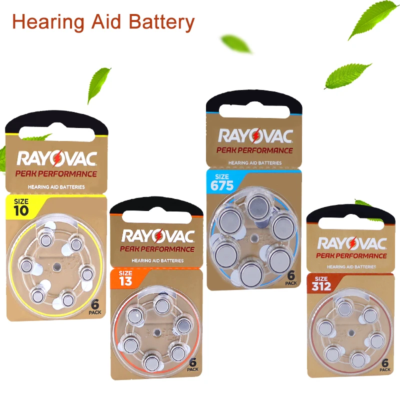 Hearing Aid Battery 60pcs A312 A13 A10 A675 Rayovac Peak Zinc Air