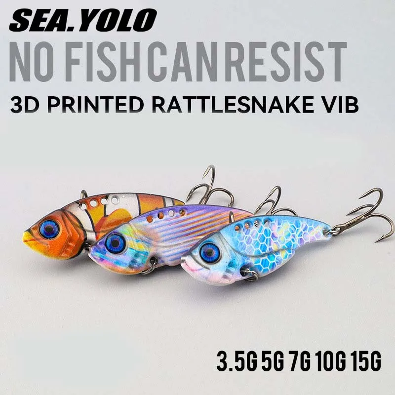 

Sea Yolo 3D Printing VIB Metal Sequin Fake Lure Treble Hook Sidewinder Sharp Barbs Long-Range Artificial Bait