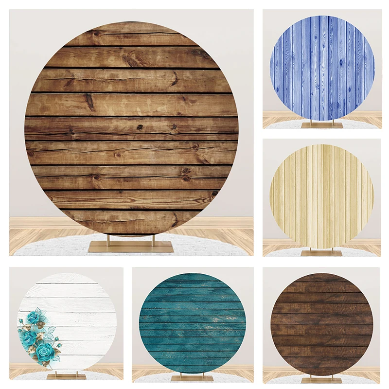 

Laeacco Rustic Wood Board Round Backdrop Solid Color Wooden Plank Baby Shower Grad Prom Adults Portrait Photography Background