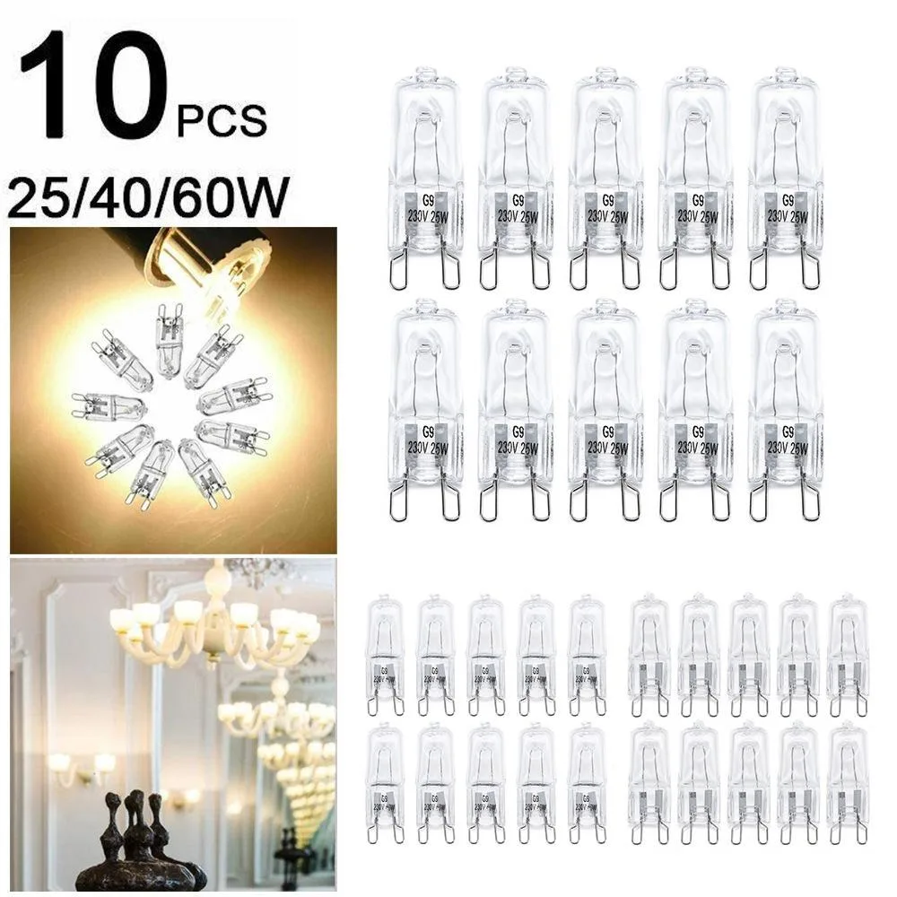 

10pcs G9 Halogen Light Bulbs 220V Energy Saving Replace LED Bulb High Temperature Resistant 25W/40W/60W Crystal Lamp