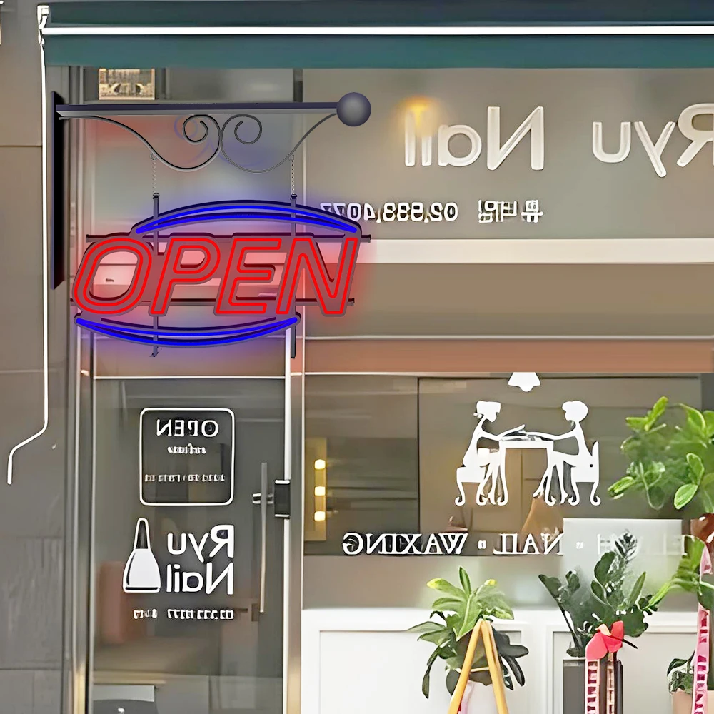 Large Customizable Iron frame Outdoor Waterproof LED Open Wall Sign for Hotel Pub Cafe Man Cave Light Art Wall Decoration