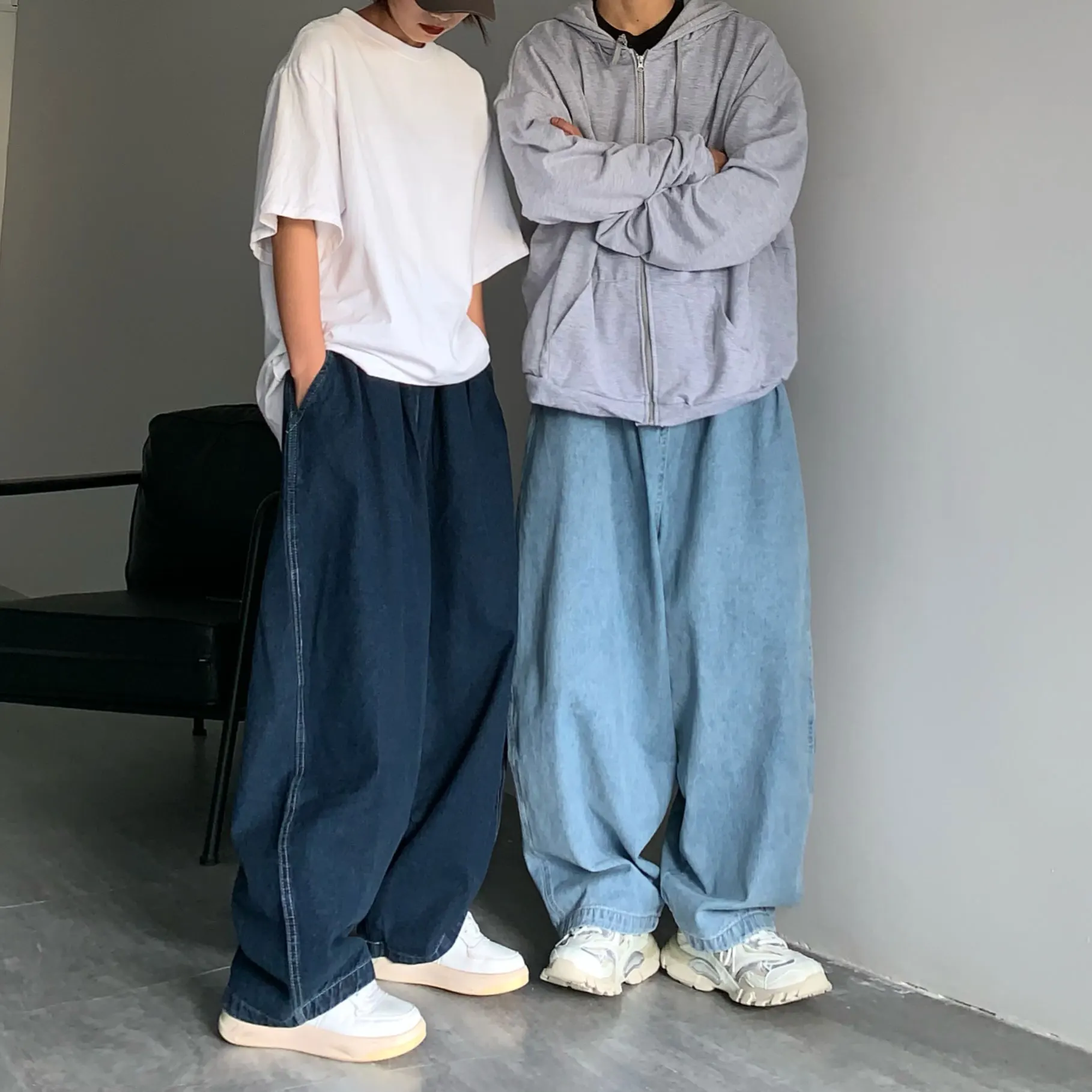 Men's 4xl Navy y2k Baggy Pants Denim Wide Leg Trousers Oversized Loose Jeans For Men Harajuku Cotton Korean Style Brand Clothing