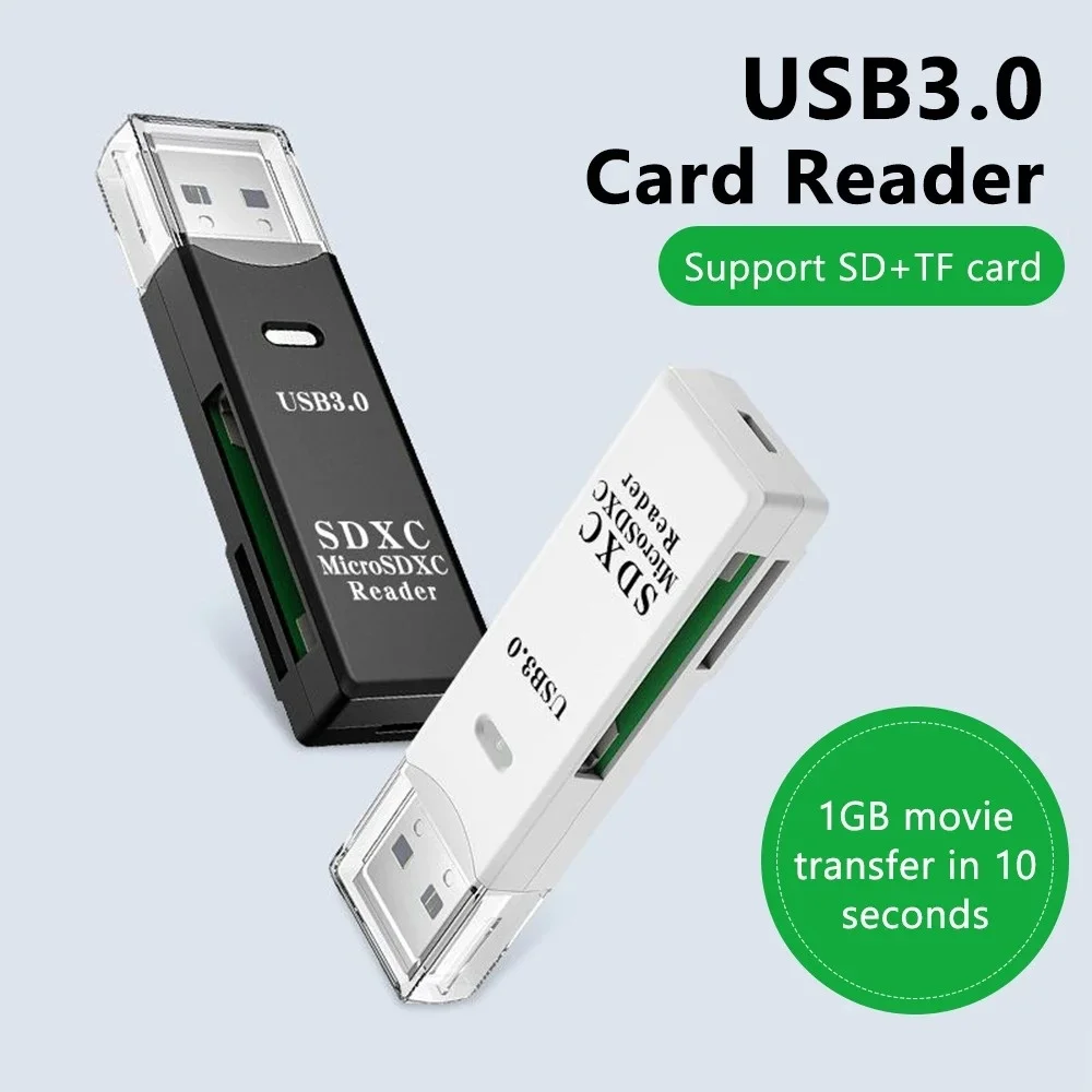 고속 2 in 1 USB 3.0 카드 리더기 마이크로 TF SD 메모리 카드 어댑터 리더 휴대용 데이터 전송기 PC 노트북 맥북 카메라용
