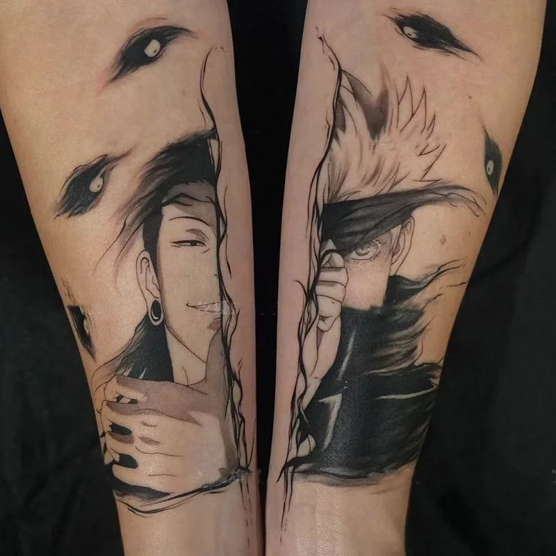 Anime Jujutsu Kaisen Temporary Tattoos Satoru Gojo Cartoon Geto Suguru Waterproof Fake Tattoo Sticker Body Art Transfer Tattoo tattoo sticker,temporary tattoos