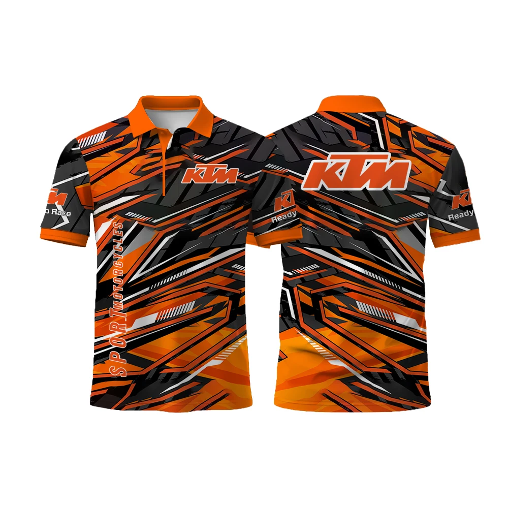 Trendy KTM Logo Printed Motorcycle Riding Comfortable Breathable Sport Shirt New Turn-down Collar Short Sleeved Polo Shirt 6
