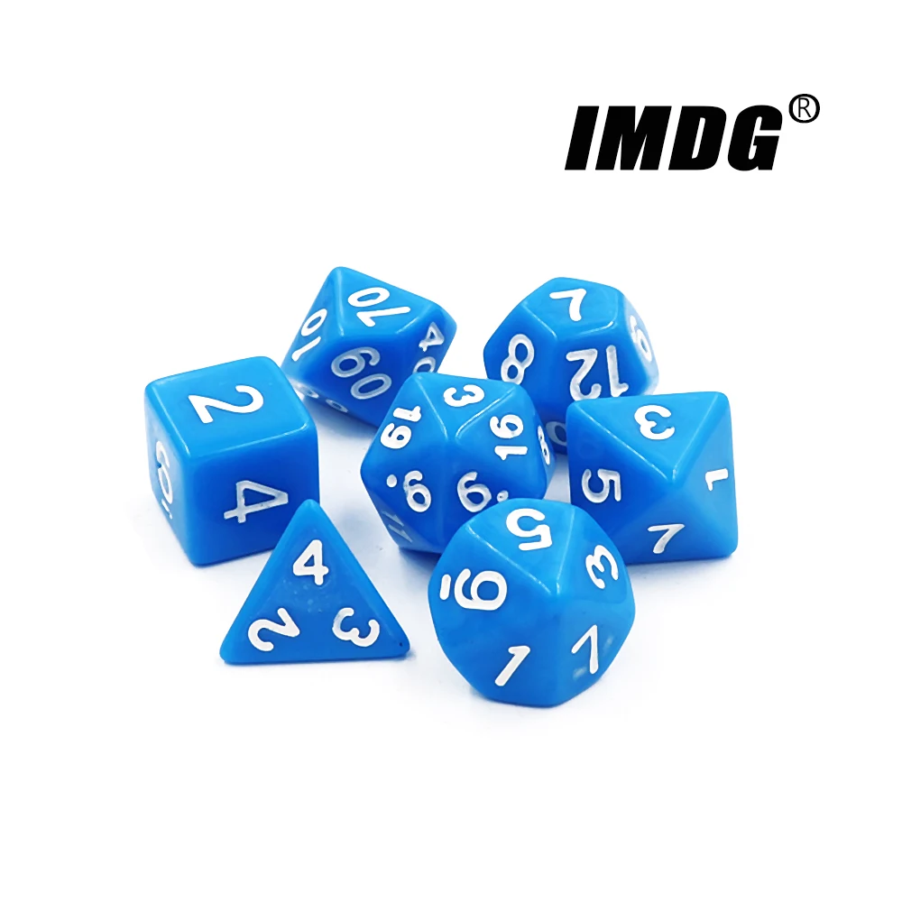 IMDG 7pcs/set RPG Game Dice Polyhedron Acrylic DND Solid Color Multicolor Digital Cubes acrylic dice,game dice,dice set