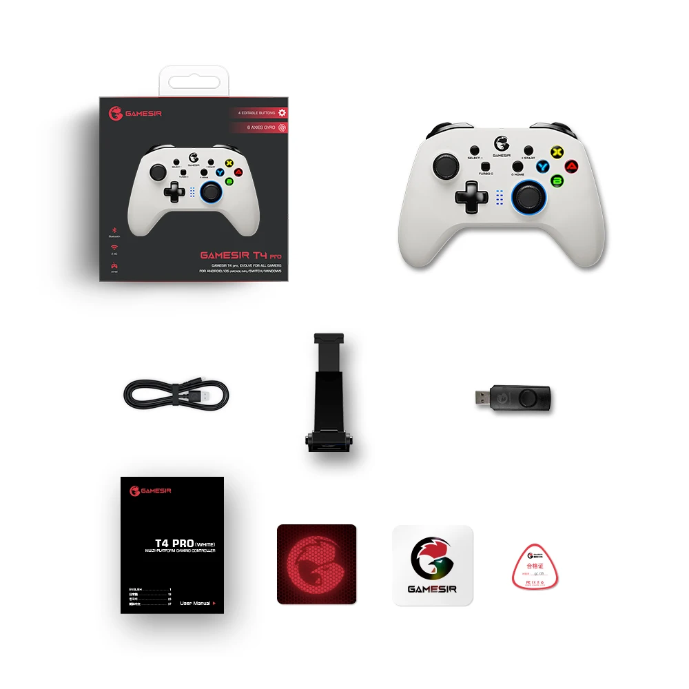 GameSir T4   е   Ʈѷ, ٵ ġ  ȵ̵ ޴ PC ̽ƽ, ȭƮ ÷