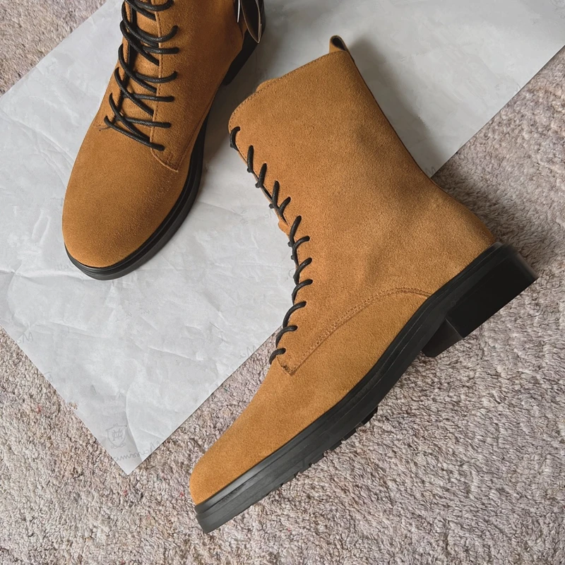 Withered British Retro Pointed Strap Leather Boots Women Fashion Ladies Motorcycle Cowhide Ankle  Boots