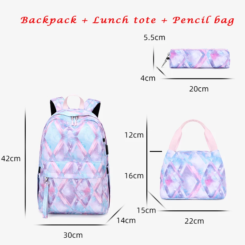 3pcs Game Sally Face Backpack Fashion Student USB Charging Lovely Travel Backpack For Children Teenager School bag Mochila