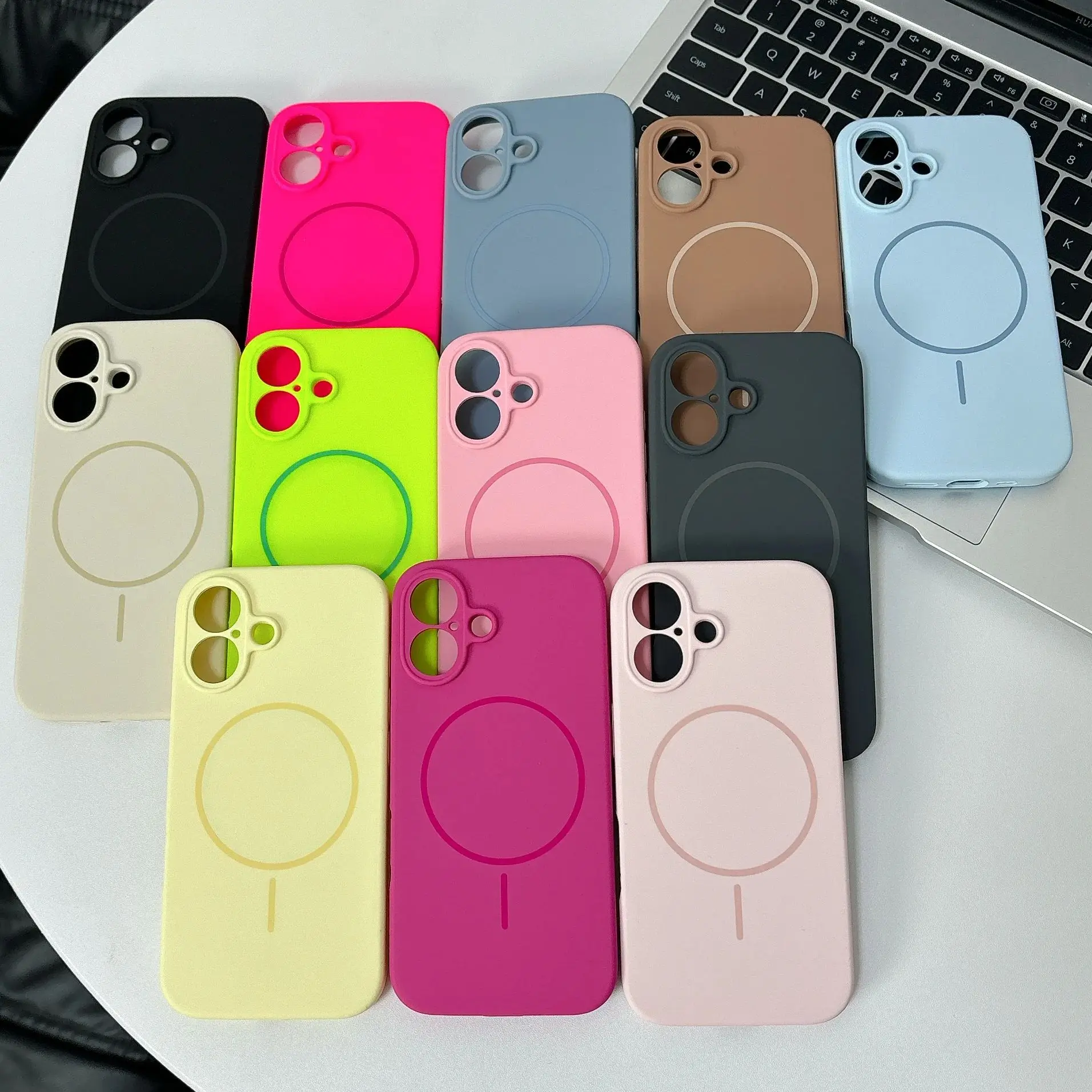Fluorescent Green Liquid Silicone Magnetic Phone Case with Wireless Charging Compatibility