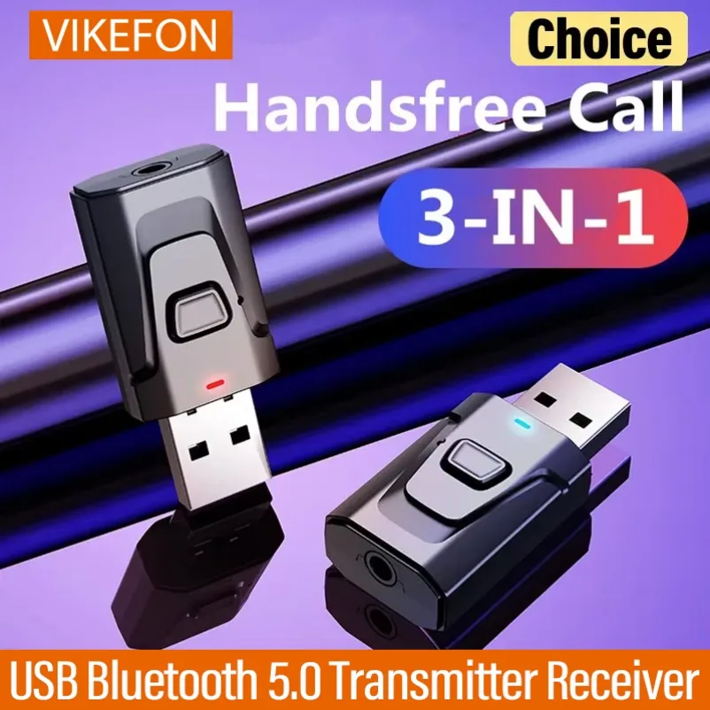 3 in 1 USB Bluetooth 5.0 Transmitter Receiver Mic EDR Adapter Dongle