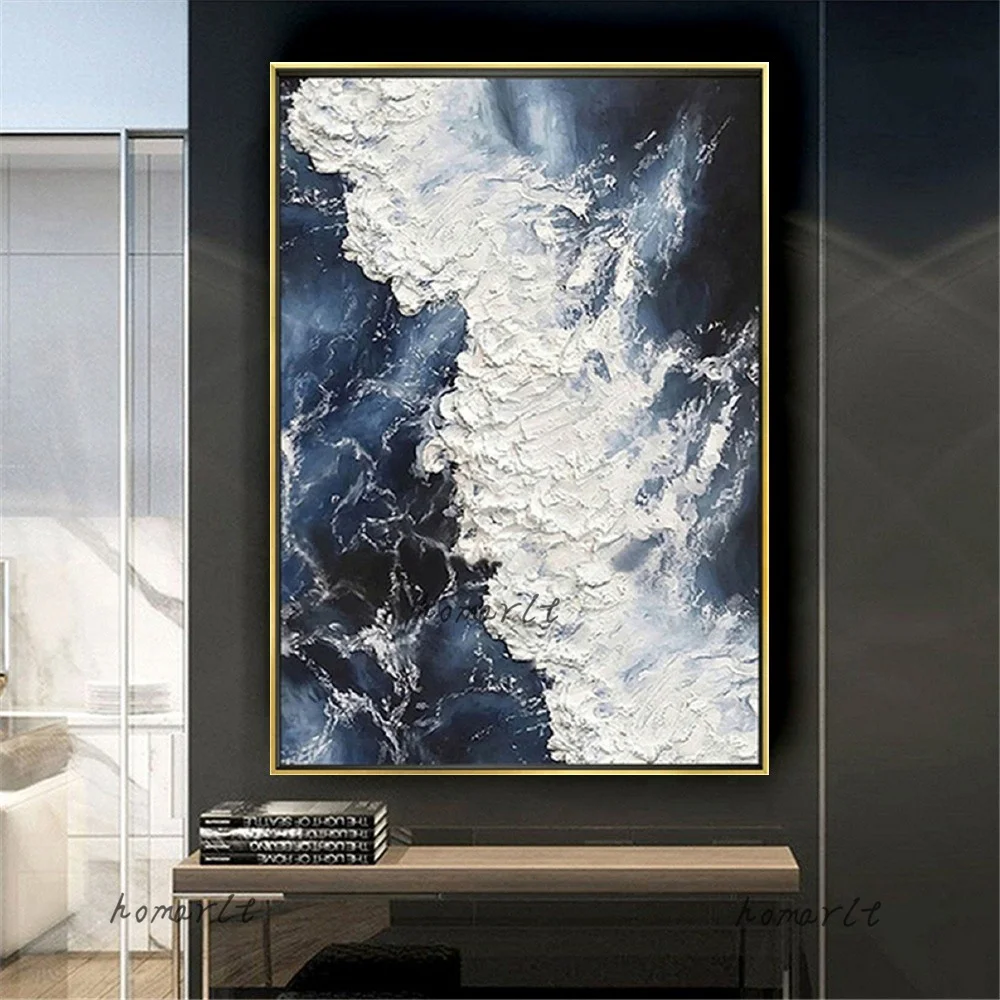 

Modern Abstract Seaside Scenery Heavy Textured Thick Oil Painting Wave Art Hand-Painted Unframed Seascape Wall Canvas Art