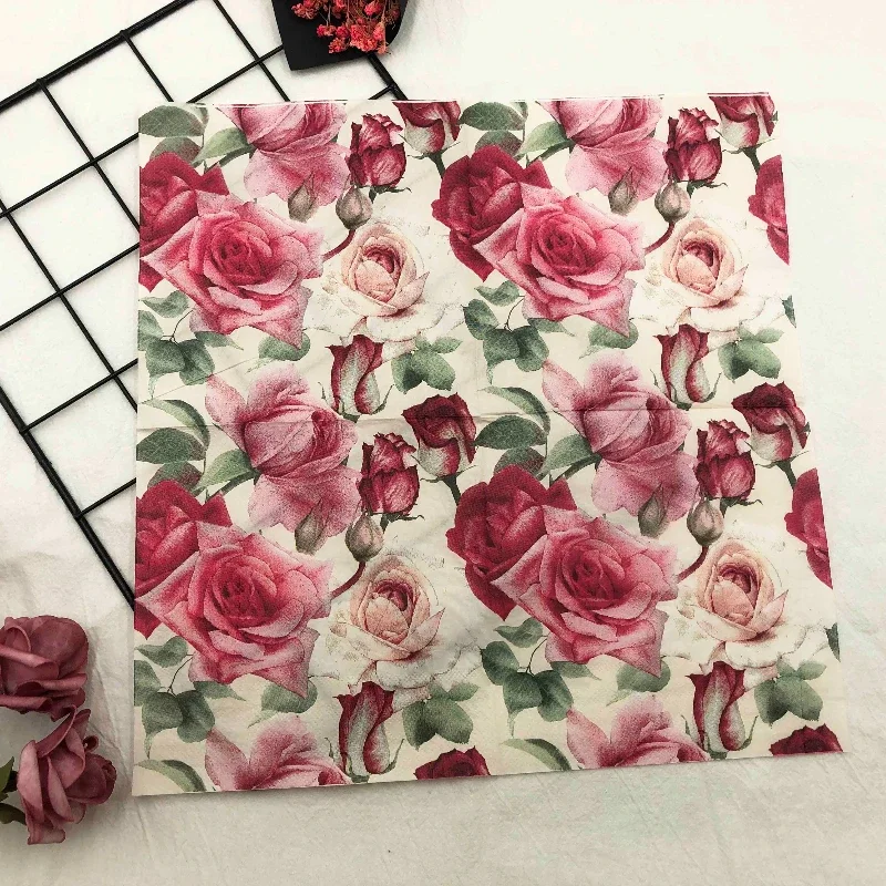 Paper Napkins 20pcs/Pac 33*33cm 2-Ply New Rose Colourful Printed Napkin